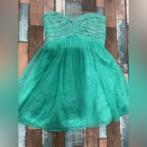 Green corset short dress size 7 feminine fairy festival never worn